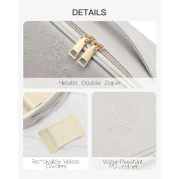 Vlando Elegant Travel Makeup Bag with Adjustable Dividers