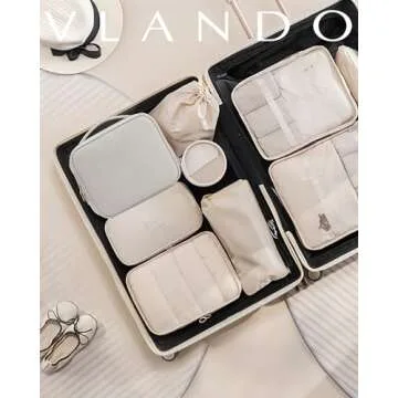 Vlando Elegant Travel Makeup Bag with Adjustable Dividers