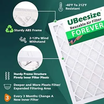 UBeesize Air Filter 10x20x1 (9-Pack), MERV 13 MPR 1800 AC/HVAC Furnace Filters,Deep Pleated Air Cleaner, (Actual Size 9.5" x 19.5" x 0.75"),1x Reusable ABS Frame+9 x Filter,Breathe Fresher