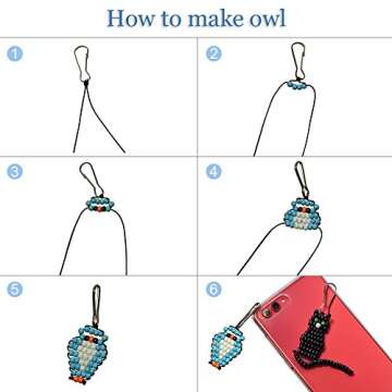 SUNNYCLUE 1 Box 1000+pcs DIY 10 Sets 4mm Seed Beads Kit Arts and Crafts for Include Keychain, Keyring & Lanyard Clips, Instruction Pony Beads Kit Jewelry Making Paper Box Plastic Case