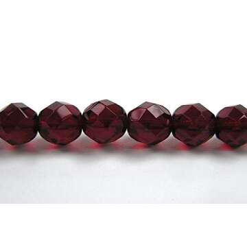 6mm (68 Beads) Garnet (Deep Red), Czech Fire Polished Round Faceted Glass Beads, 16 inch Strand