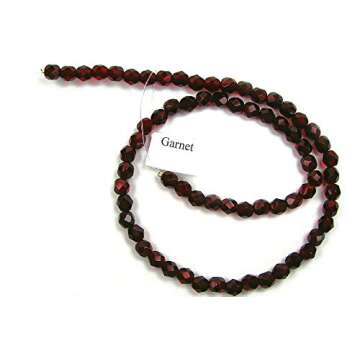 6mm (68 Beads) Garnet (Deep Red), Czech Fire Polished Round Faceted Glass Beads, 16 inch Strand