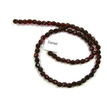 6mm (68 Beads) Garnet (Deep Red), Czech Fire Polished Round Faceted Glass Beads, 16 inch Strand