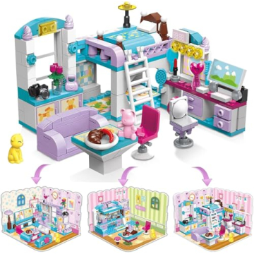 Mov stone 3 in 1 Dream Home Friends Building Sets for Girls 6-12,Creative 194 Pieces Friends Play Ho...