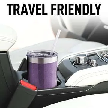 Zulay 20oz Stainless Steel Tumbler With Lid and Straw - Sweat-Free Travel Coffee Mug Tumbler Cups - Double Walled Insulated Travel Mug For Hot and Cold Drinks (Purple Shimmer)