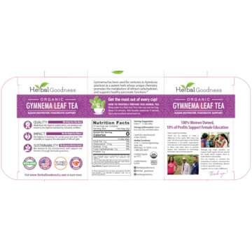 Gymnema Leaf Tea | 100% Organic Herbal Tea for Healthy Metabolism | Natural Sweet Cravings Support | Caffeine-Free, Keto-Friendly, Vegan, Gluten & GMO-Free | 24 Unbleached Tea Bags