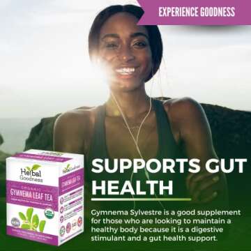 Gymnema Leaf Tea | 100% Organic Herbal Tea for Healthy Metabolism | Natural Sweet Cravings Support | Caffeine-Free, Keto-Friendly, Vegan, Gluten & GMO-Free | 24 Unbleached Tea Bags