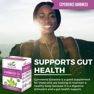 Gymnema Leaf Tea | 100% Organic Herbal Tea for Healthy Metabolism | Natural Sweet Cravings Support | Caffeine-Free, Keto-Friendly, Vegan, Gluten & GMO-Free | 24 Unbleached Tea Bags