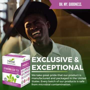 Gymnema Leaf Tea | 100% Organic Herbal Tea for Healthy Metabolism | Natural Sweet Cravings Support | Caffeine-Free, Keto-Friendly, Vegan, Gluten & GMO-Free | 24 Unbleached Tea Bags