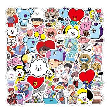 YEESACG - Stickers | 61 Pack | Cute Bangtan Album Bomb | Cartoon Waterproof Vinyl for Water Bottle,L...