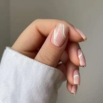 KXAMELIE Glossy Light Pink Press On Nails with Design