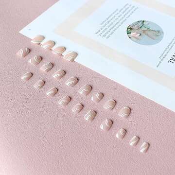 KXAMELIE Glossy Light Pink Press On Nails with Design