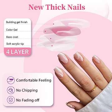 KXAMELIE Glossy Light Pink Press On Nails with Design