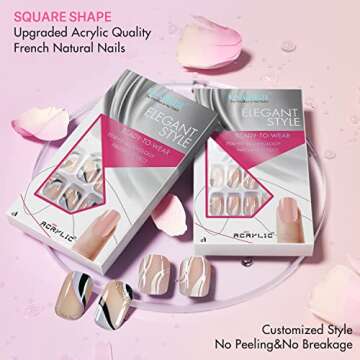 KXAMELIE Glossy Light Pink Press On Nails with Design