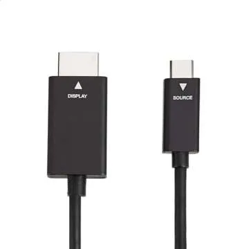 Amazon Basics Premium Aluminum USB-C (Source) to HDMI (Display) Cable Adapter (Thunderbolt 3 Compatible) 4K@60Hz, 3-Foot, Black