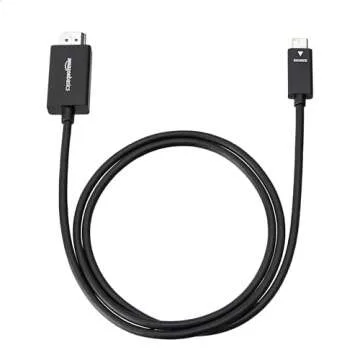 Amazon Basics Premium Aluminum USB-C (Source) to HDMI (Display) Cable Adapter (Thunderbolt 3 Compatible) 4K@60Hz, 3-Foot, Black