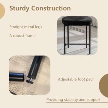 Forsalund Counter Height Bar Stools, 24'' Black Bar Stools Set of 4, Boucle Counter Stools with Back, Mid-Century Modern Bar Stools for Kitchen Island, Dining Room