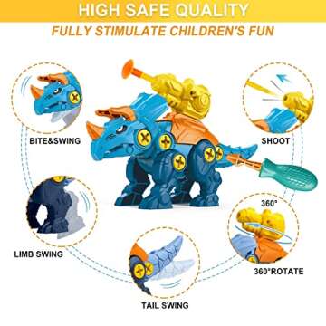 Dinosaur Toys for 3 4 5 6 7 8 Year Old Boys, STEM Educational Construction Building Toy, Take Apart Dinosaurs Toys with Large Storage Box, Electric Drill, Christmas Birthday Gifts for Kids