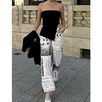 Lauweion Y2K Strapless Knit Tube Top with Asymmetrical Slits