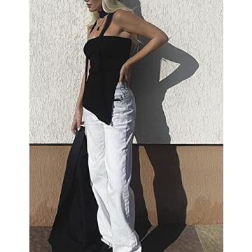 Lauweion Y2K Strapless Knit Tube Top with Asymmetrical Slits