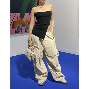 Lauweion Y2K Strapless Knit Tube Top with Asymmetrical Slits