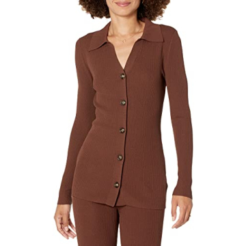 Stylish Constance Button-Down Sweater in Chocolate