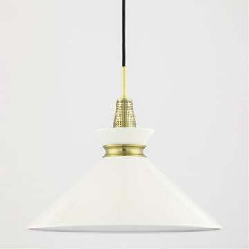 Mitzi by Hudson Valley H251701L-AGB/CR Kiki - 1-Light Large Pendant - Aged Brass Finish - Cream Shade