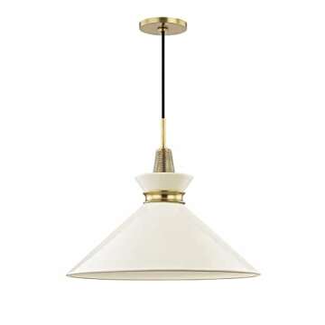 Mitzi by Hudson Valley H251701L-AGB/CR Kiki - 1-Light Large Pendant - Aged Brass Finish - Cream Shade