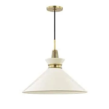 Mitzi Kiki Pendant - Elegant Aged Brass and Cream Light