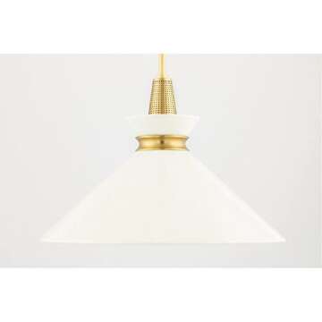Mitzi by Hudson Valley H251701L-AGB/CR Kiki - 1-Light Large Pendant - Aged Brass Finish - Cream Shade