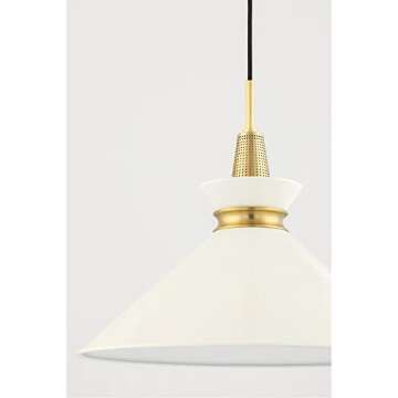 Mitzi by Hudson Valley H251701L-AGB/CR Kiki - 1-Light Large Pendant - Aged Brass Finish - Cream Shade