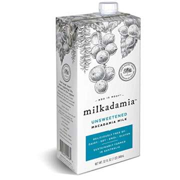 milkadamia Macadamia Milk, Unsweetened, 32 Fl Oz (Pack of 2)