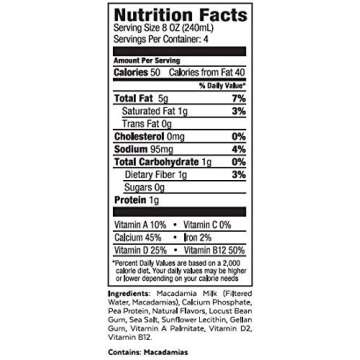 milkadamia Macadamia Milk, Unsweetened, 32 Fl Oz (Pack of 2)