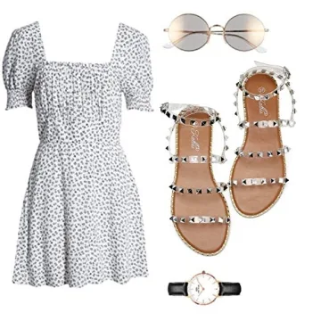 Stylish KATLIU Strappy Studded Flat Sandals for Comfort & Style