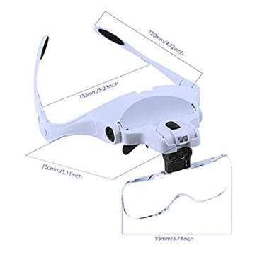 Wallfire Head Magnifier Glasses Head Mount Magnifying Glasses with LED Light for Reading Professiona...