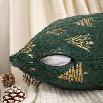 FUTEI Christmas Tree Green Throw Pillow Covers 18x18 inch Set of 2,Soft Decorative Cushion Cases,Home Decor for Couch Bed Living Room