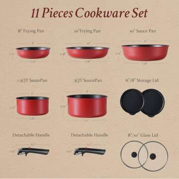 CAROTE Pots and Pans Set Non Stick, Cookware Sets, Oven/Fridge Safe, Space Saving Pots Set, 11pcs Ki...