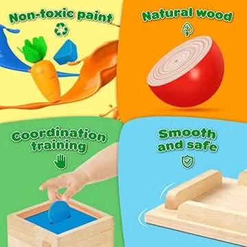 Wooden Montessori 5-in-1 Learning Toy for Age 1-3