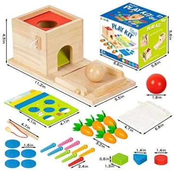 Wooden Montessori 5-in-1 Learning Toy for Age 1-3