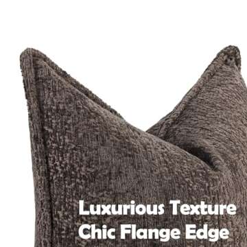 DEZENE Pack of 2 Chocolate Brown Decorative Throw Pillow Covers 12x20 Cozy Soft Chenille Accent Vint...