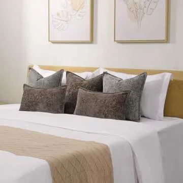 DEZENE 2 Pack Chocolate Brown Chenille Pillow Covers