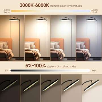 Aisutha LED Floor Lamp - Super Bright Arc Design for Home