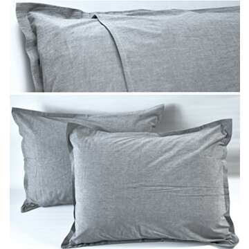 Eikei Washed Cotton Chambray Duvet Cover Solid Color Casual Modern Style Bedding Set Relaxed Soft Feel Natural Wrinkled Look (King, Neutral)