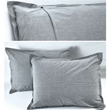 Eikei Washed Cotton Chambray Duvet Cover Solid Color Casual Modern Style Bedding Set Relaxed Soft Feel Natural Wrinkled Look (King, Neutral)