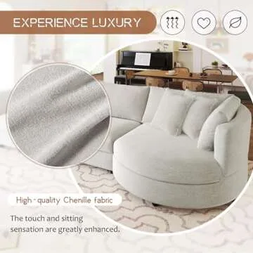 Tmsan 111.4" Modern Chenille Curved Sectional Sofa
