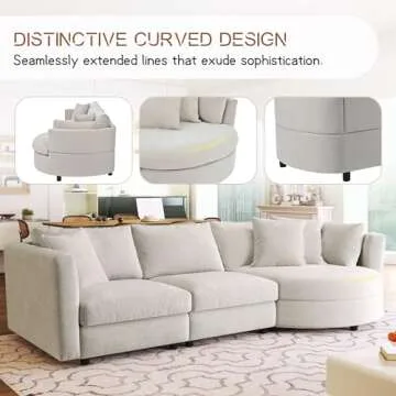 Tmsan 111.4" Modern Chenille Curved Sectional Sofa