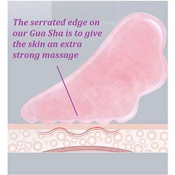 Gua Sha Massage Tool for Scraping Facial and Body Skin Massage made of Rose Quartz Stone for Acupres...