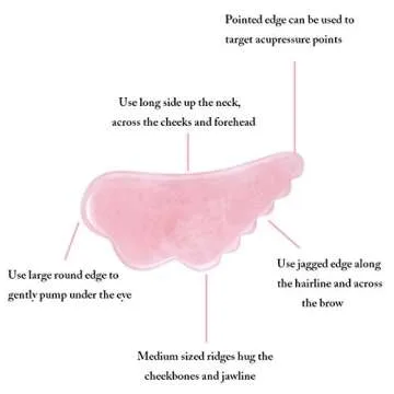 Gua Sha Massage Tool for Scraping Facial and Body Skin Massage made of Rose Quartz Stone for Acupressure Scrapper Gua Sha Facial Tools (wing)