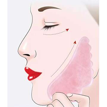 Gua Sha Massage Tool for Scraping Facial and Body Skin Massage made of Rose Quartz Stone for Acupressure Scrapper Gua Sha Facial Tools (wing)