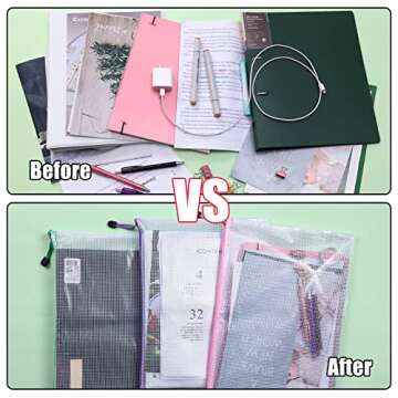 EOOUT 36pcs Mesh Zipper Pouches for Organizing, Zipper Bags, 16x11 Inches Large Puzzle Bags, 12 Colors Storage Bag Zipper File Bags for Office Supplies